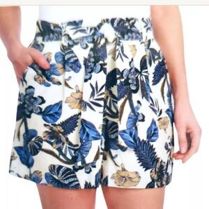 Dalia Floral Print High Rise Shorts Linen Blend
Tie Waist Blue Combo,Medium, NWT